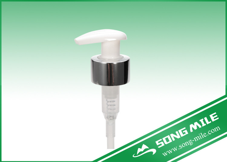 24/410 White Nozzle and Silver Closure Lotion Dispenser for Shampoo