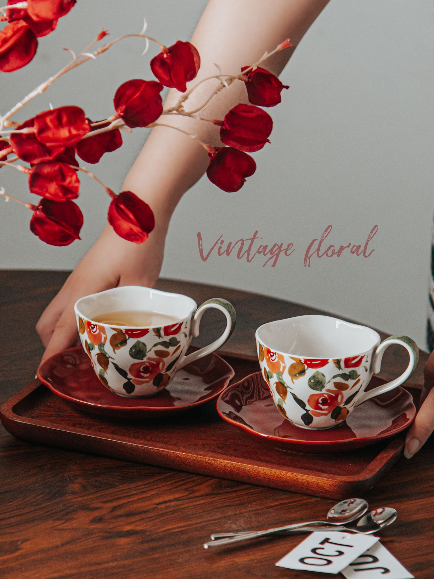 British Classical Fashion Ceramic Espresso Cups And Saucers Perfect For Garden Parties