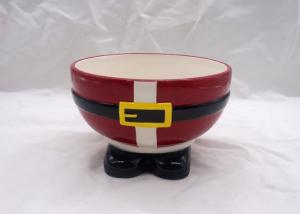 China Red Ceramic Houseware Tabletop Earth Bowl Ceramic Christmas Santa Pants Shape wholesale