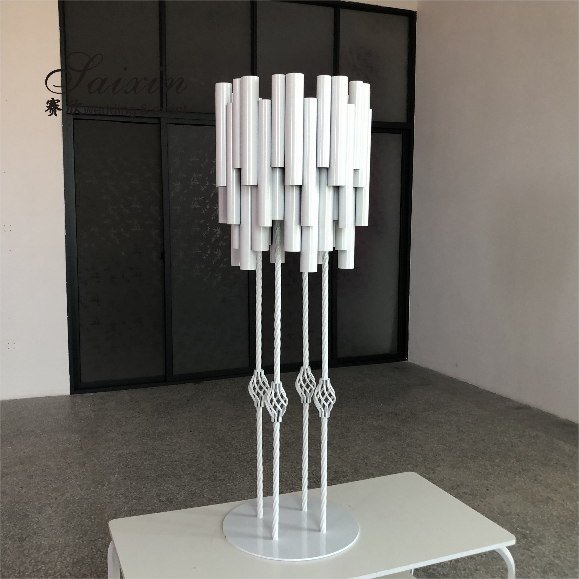 Gold Silver Wedding Centerpieces Flower Stand For Sale White Metal Tube