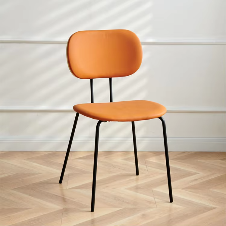 Stacking Velvet Or Leather Dining Chair With Metal Legs Adjustable