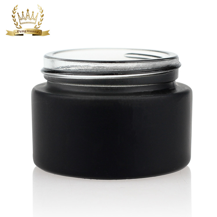 Black Matte Glass Jars 50g Cosmetic Packaging Set Bamboo Color Screw Cap
