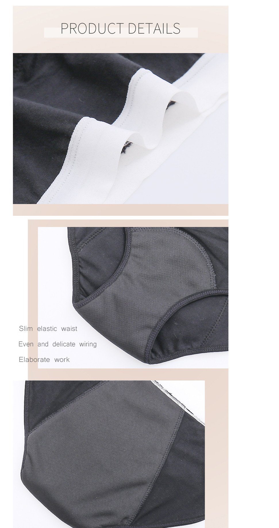Plus Size Organic Cotton Period Panties Absorbent Leak Free Breathable