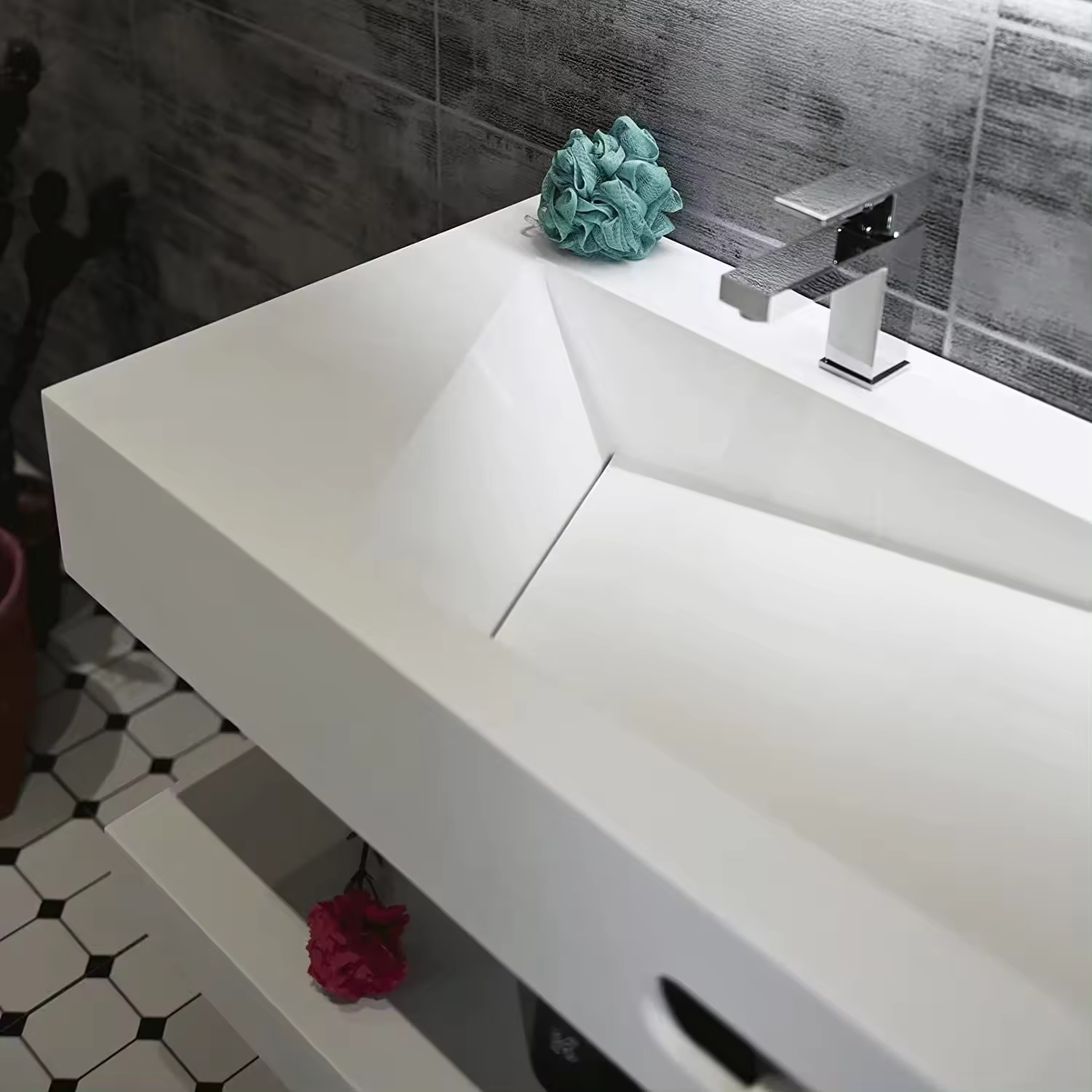 ODM Wall Hung 36 Inch Bathroom Vanity Corner Basin Unit