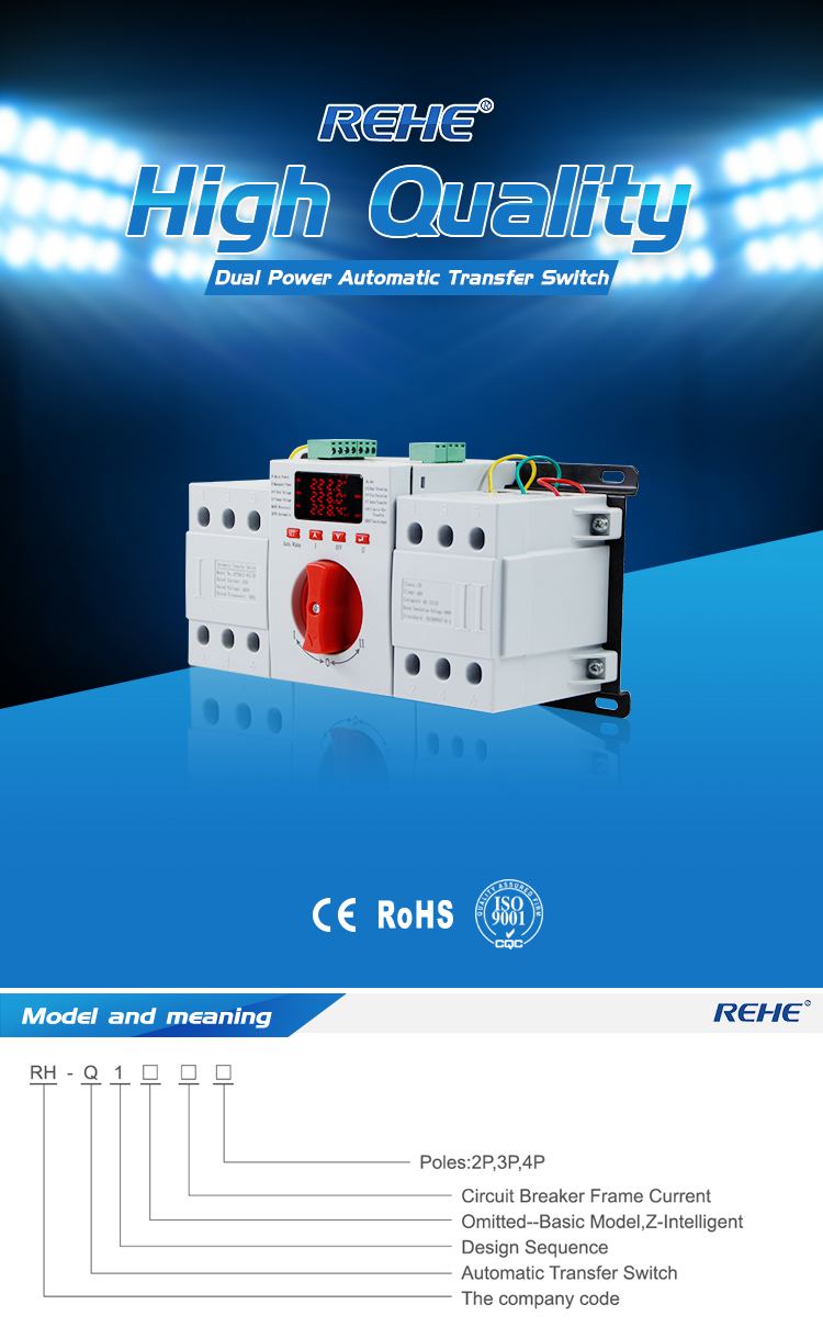 Hot-Sale ATSQZ1 3P /63A Dual Power Automatic Changeover Switch With LED Display
