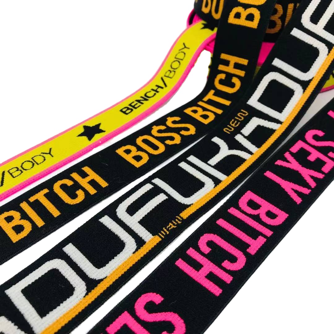 Fashion customized printed jacquard elastic waist band for underwear printed elastic ribbon