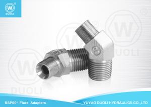 China 45° Elbow BSP / BSPT Male Thread Hydraulic Flared Tube Fittings 60° Cone Seat wholesale