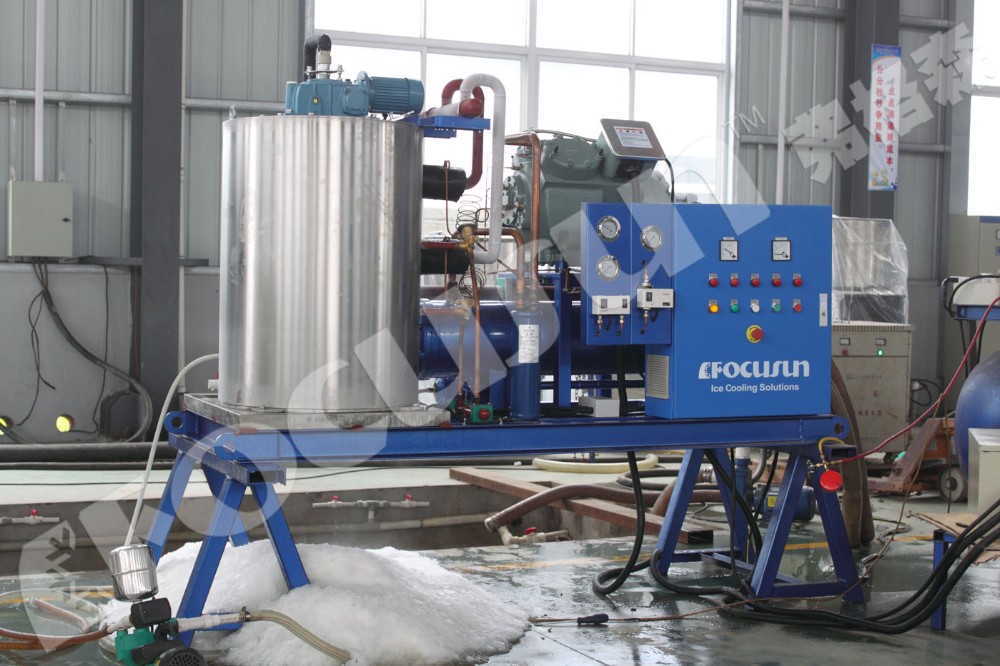 3 Ton Flake Ice Machine for Seawater 1.5mm-2.5mm Ice Size 16KW Voltage Small Capacity