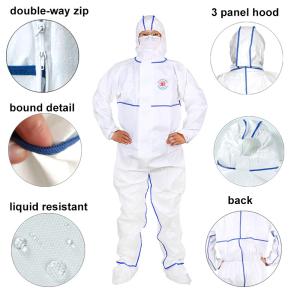 China Sf Microporous Film Sms White Protective Coverall Bound Seams Taped Disposable wholesale