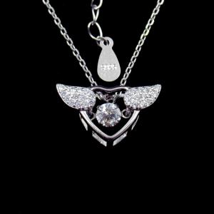 China Dancing H &amp; A Stone Pendant Necklace Angel Wing Heart Shape Sterling 925 Silver wholesale