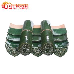 China Handmade Sculpture Chinese Glazed Roof Tiles House Roofing Building Materials Green wholesale