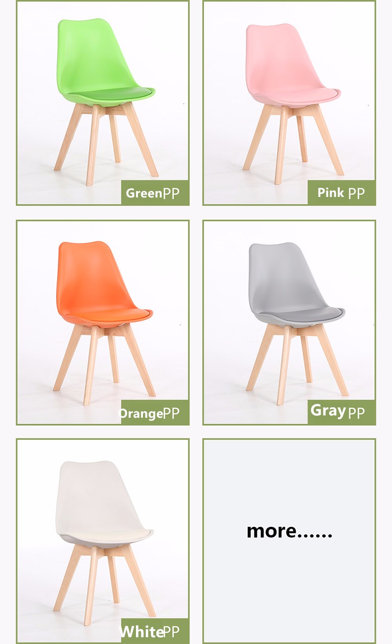 Cotton Fabric / PP Upholstered Dining Room Chairs With Solid Wood Legs