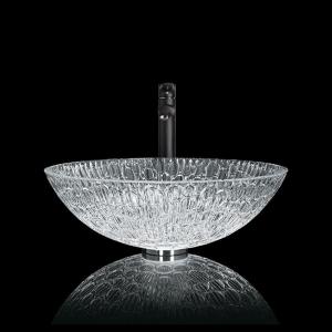 China Round Hotel Crystal Wash Basins 130mm Artistic Glass Vessel Sink Bowl For Home Bathroom wholesale