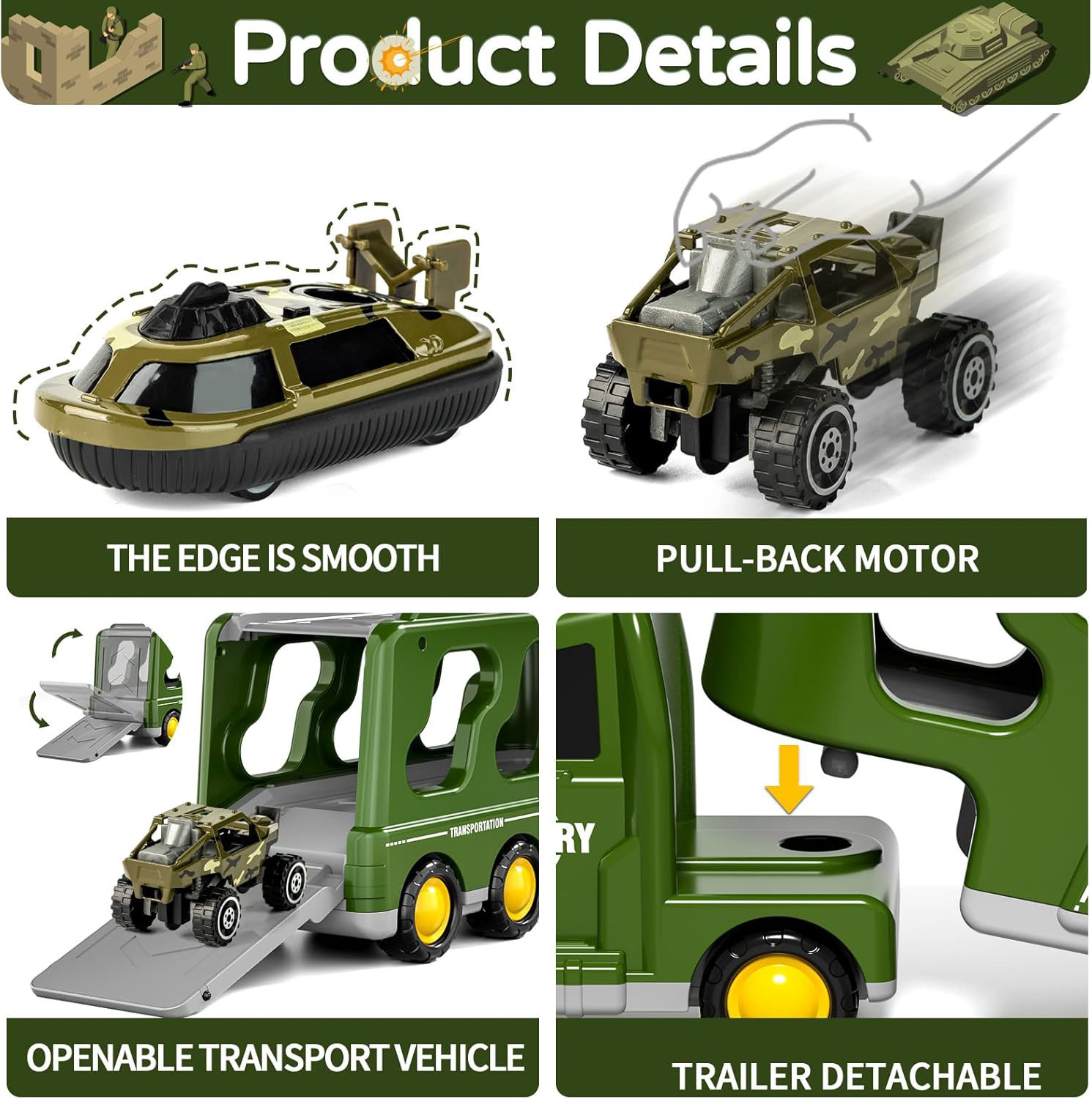 Army Men Toys and Military Truck Set for Unisex Kids Ages 0 to 24 Months