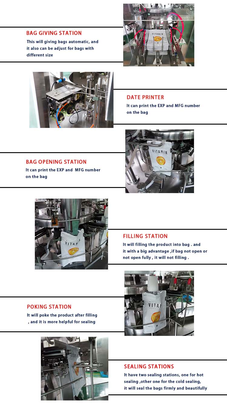 Snack Food Stand Up Zip Lock Packing Machine Full Automatic