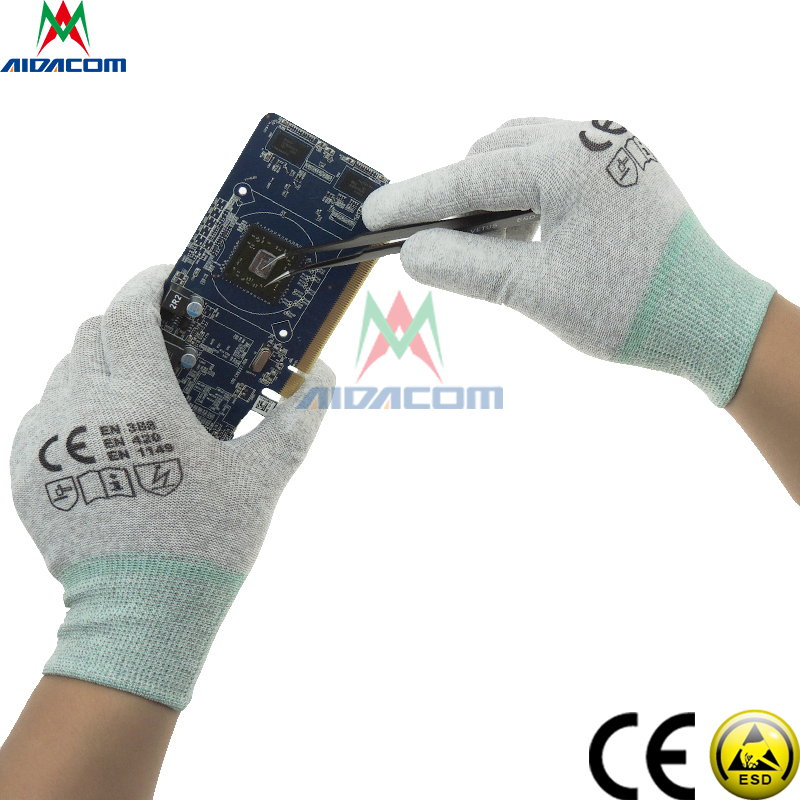 XS XXL Latex Nylon 40D PU Palm ESD Safety Gloves