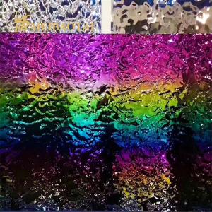 China PVD Rainbow Coated Water Ripple Stainless Steel Sheet 0.65mm For Kitchen Walls wholesale