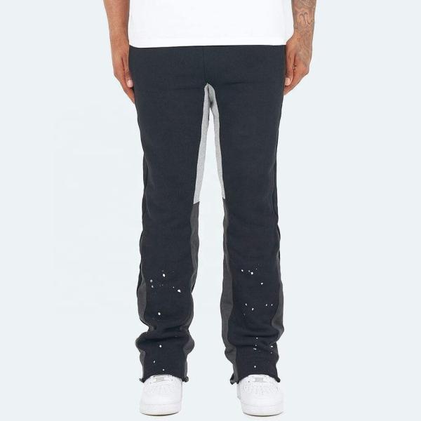 Black Flared Sweatpants Mens Anti-Pilling Streetwear Vintage Flare Paint Spray