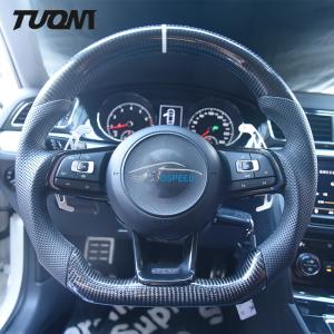 China Black Carbon Fiber Leather Steering Wheel Volkswagen Golf GTI R R - Line GTS wholesale