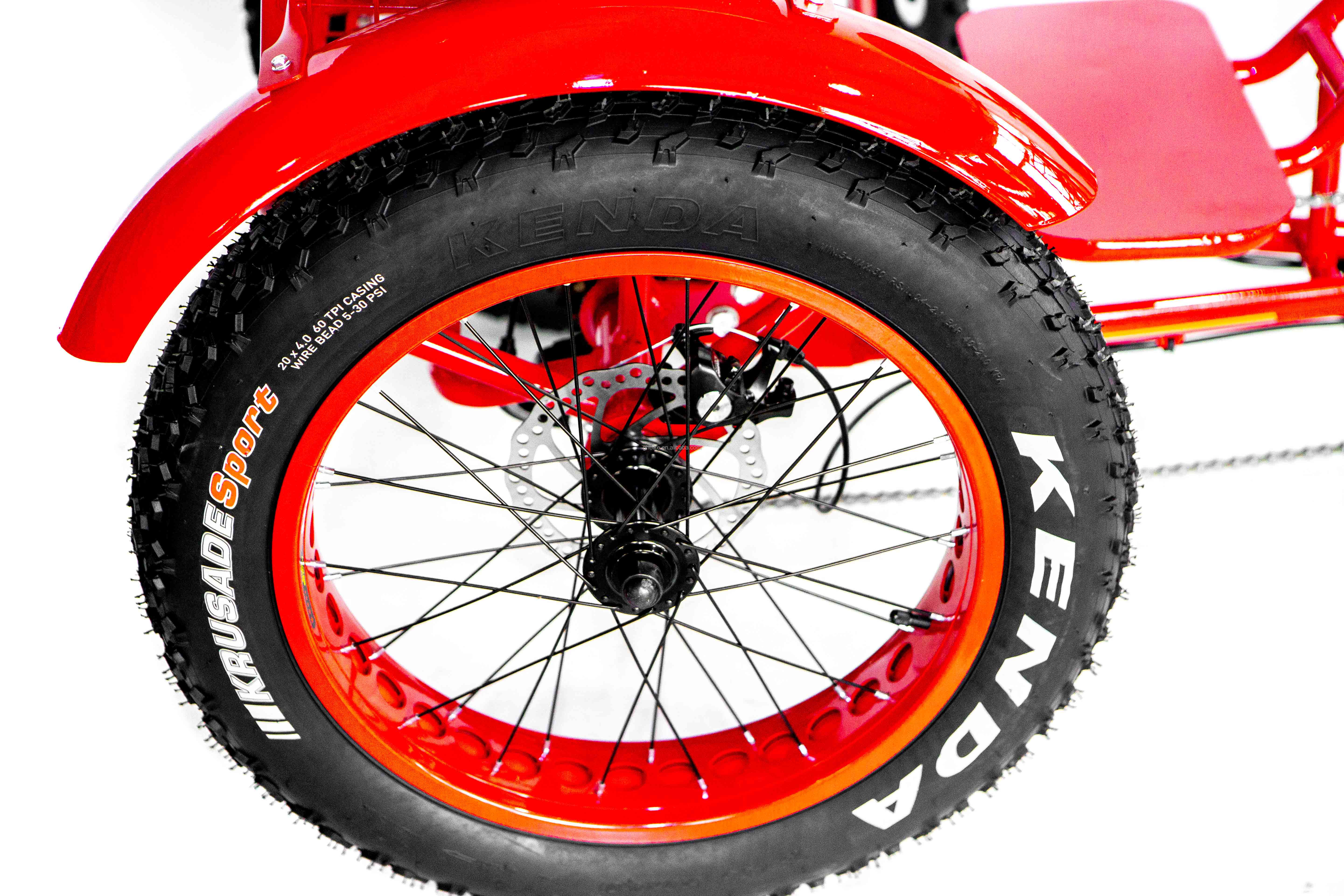 Front Hub Motor 750W 21AH Lithium Electric Tricycle for 2 People 24" Snow Tire 40KM/H