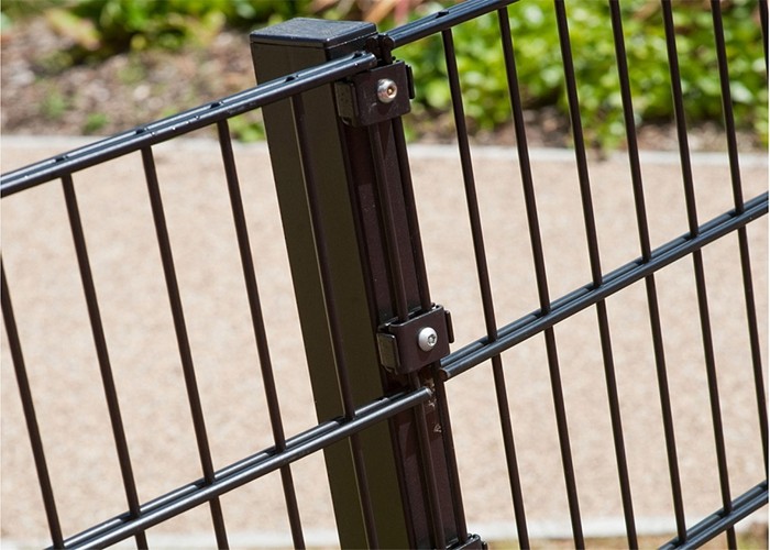 Double Wire Welded Security Fence , 1m Silver Galvanized Wire Fence Panels