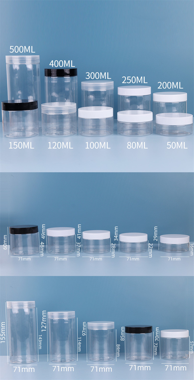 Snacks Dried Fruit Kitchen Storage Clear Plastic PET Jar With Lids