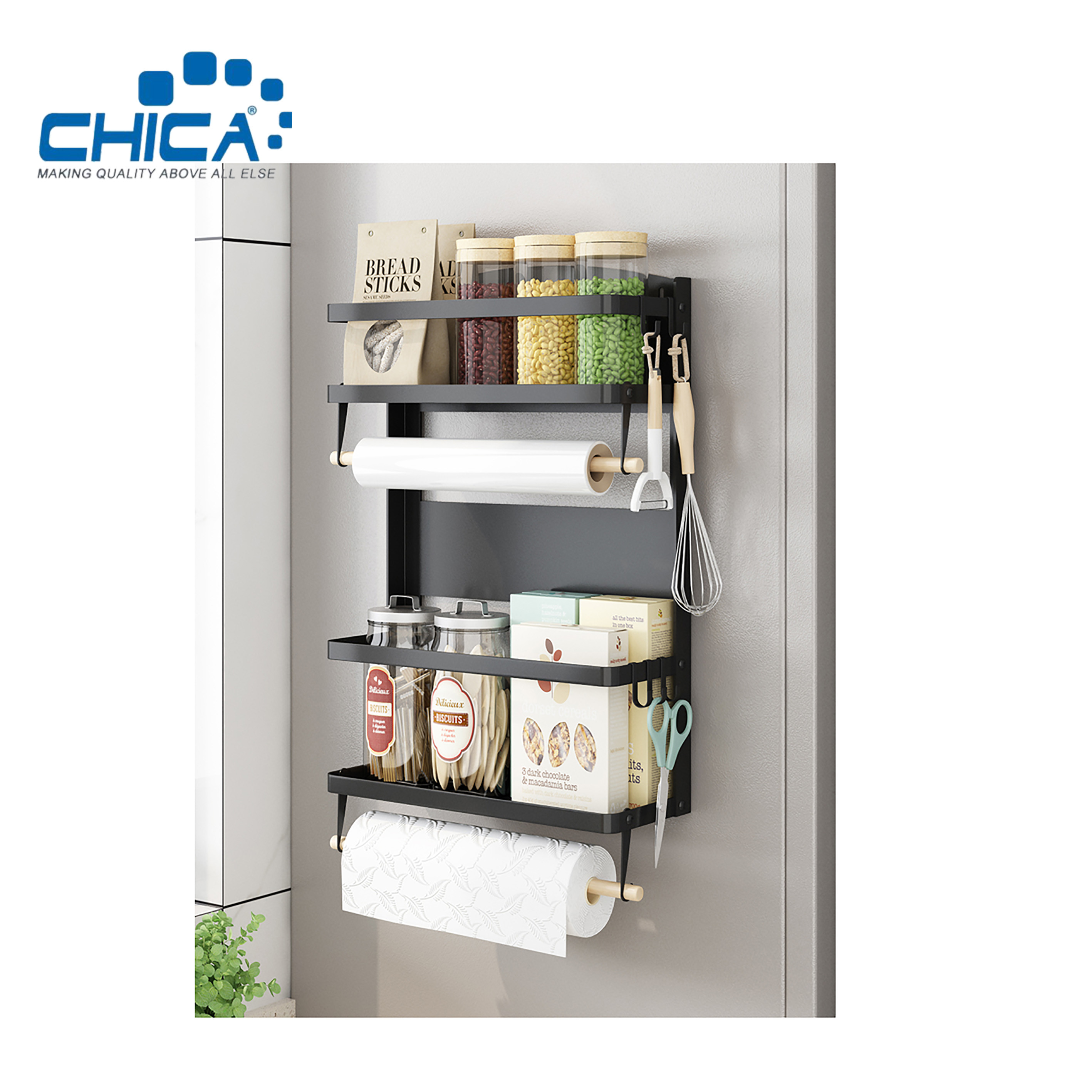 Accessories of Kitchen Sink 4 Tiers Kitchen Fridge Storage Rack Fridge Rack