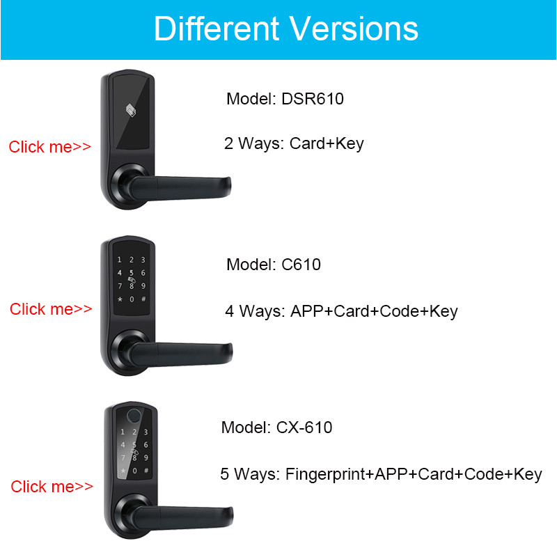 Black Mifare Hotel Smart Door Locks 1.5V Hotel Key Card Lock
