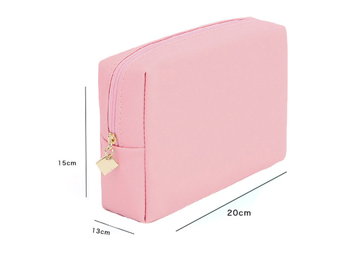 Pink Zippered Cosmetic Bag , Custom Print Small Pink Beautiful Makeup Bags