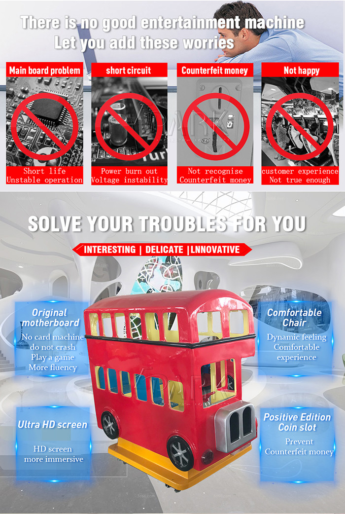 Amusement Park Equipment 3 Seat London Bus Kiddy Ride Game Machine