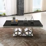 130x70x45cm Black Glass Top Coffee Table For Living Room Long Lasting Wear