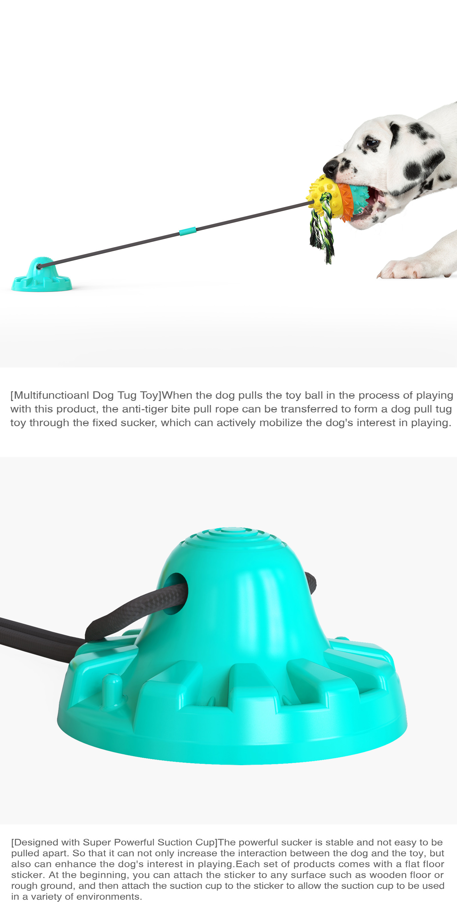 Food Dispensing Function Dog Interactive Pet Toys 40CM Stronger Suction OEM With Sound