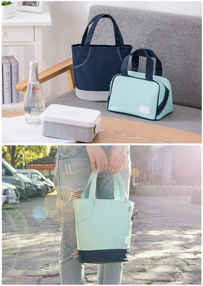 Custom Logo Oxford Korean Gym Zipper Lunch Insulated Bag For Office