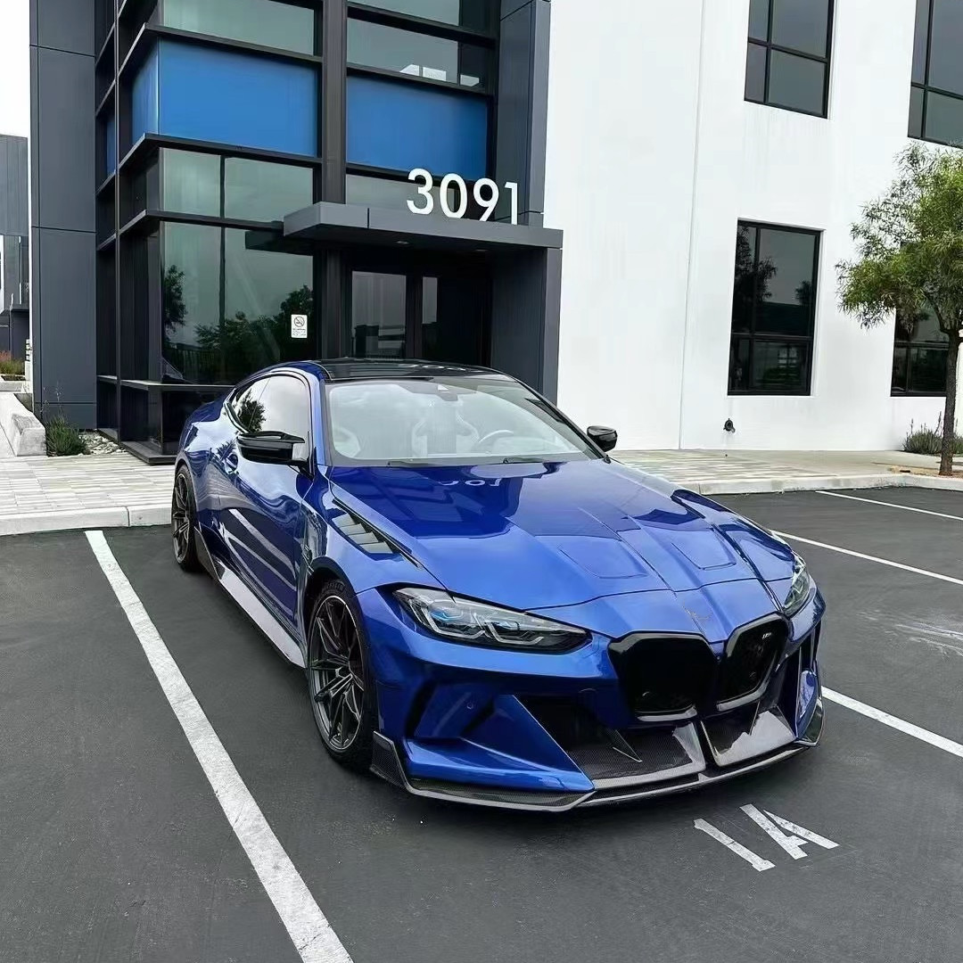 4 Coupe Bmw M3 Body Kit Blue Replace Front GEEX Style Front Bumper Fenders