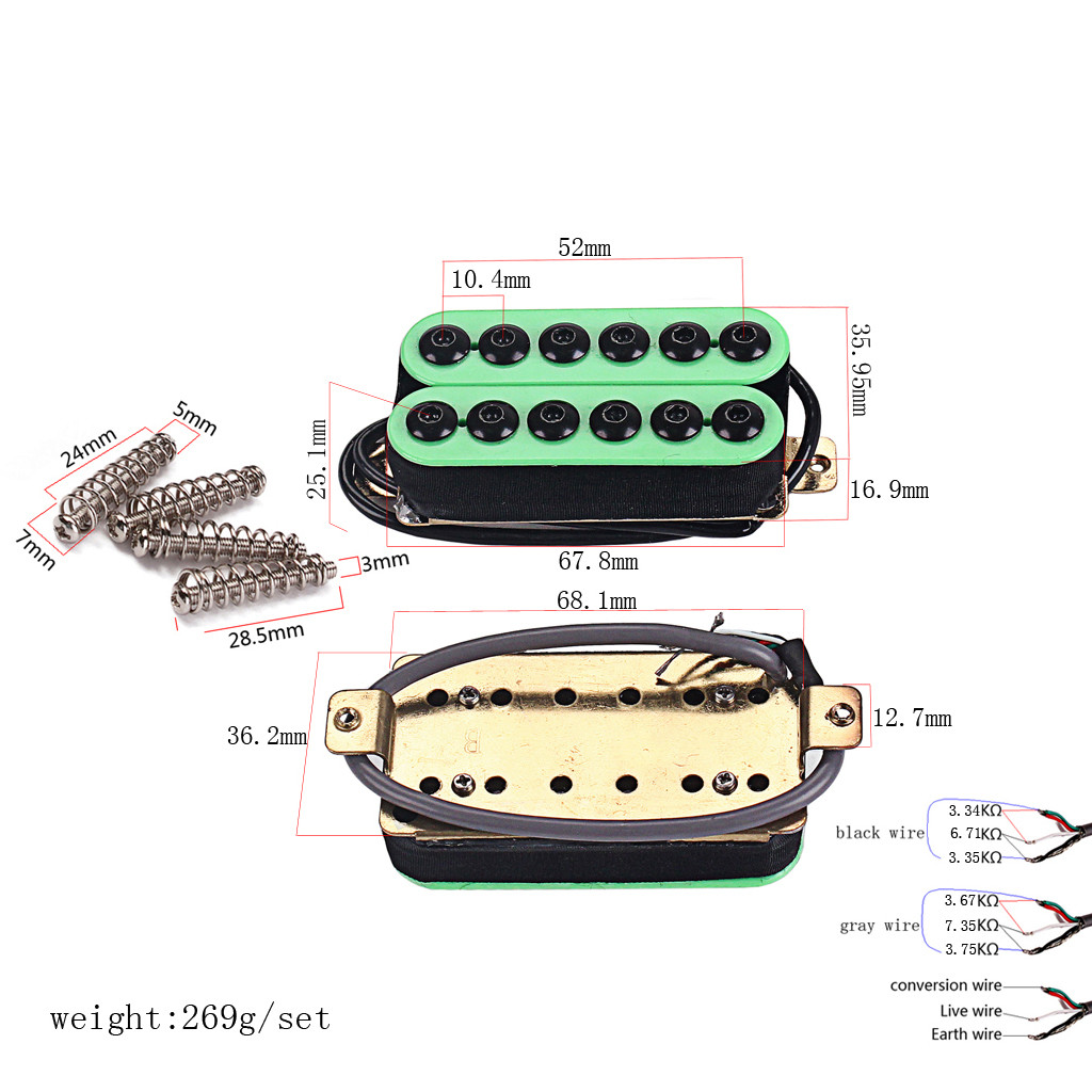 Green Dual Coil Ceramic Noiseless For Gibson Les Paul SG Electric Guitar