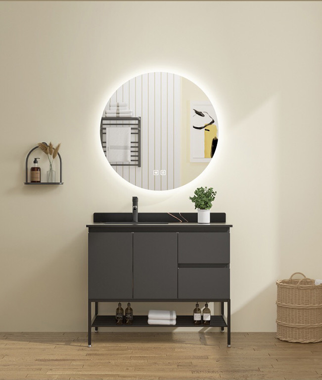 Acrylic Finish Bathroom Vanity Units Cabinet Solid Color With Drawer