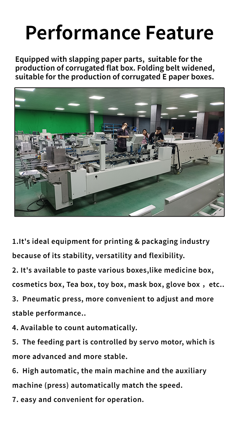 PLC Controlled CQT-800WK-1 Corrugated Paper Box Folder Gluer Machine for Box Packaging