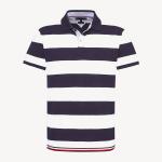 High Collar Stripped Golf Polo Shirt for Men Customised Logo Cotton Material