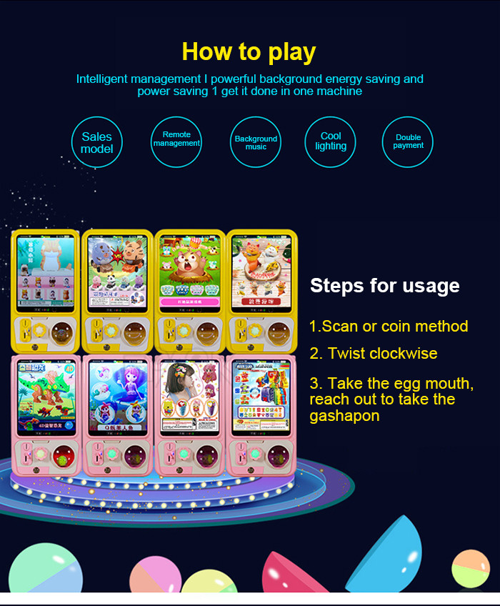 Coin Operated 60-100mm Capsule Toy Machine Twisting Card Machine