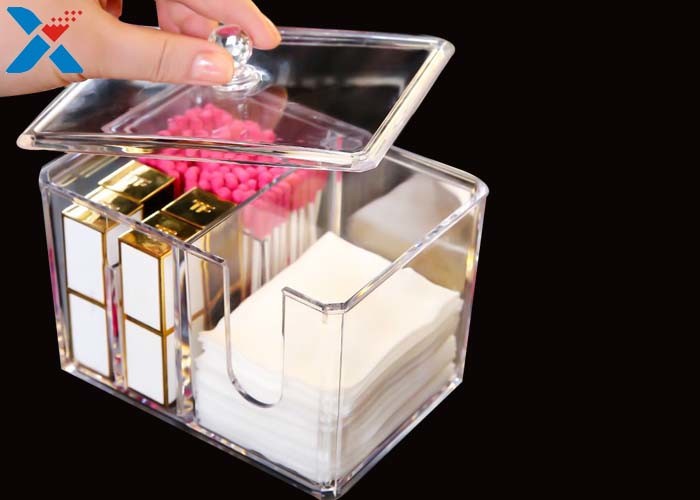 Transparent Square Acrylic Box , Acrylic Cotton Box Lipstick Display Stand