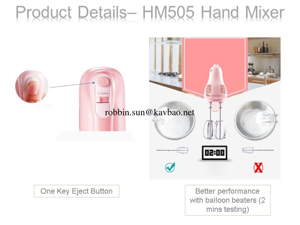 Cute Slim Pink HM505 Hand Mixer