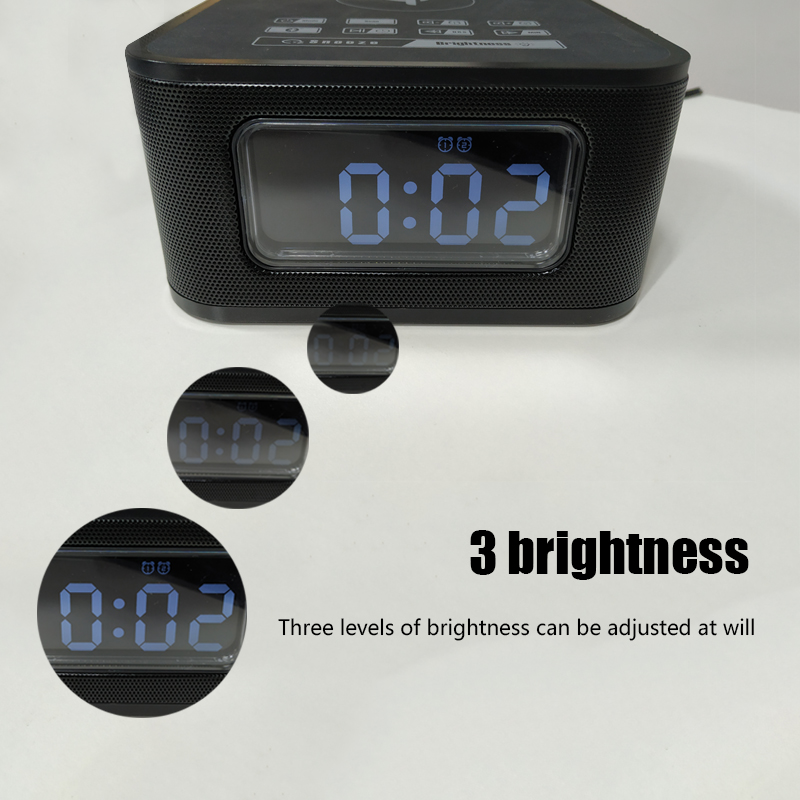 FM Clock Radio with Wireless Charger and USB Charger Black or Customized Product