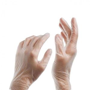 China Powdered Clear Disposable Vinyl Gloves Large L XL Anti Slip wholesale