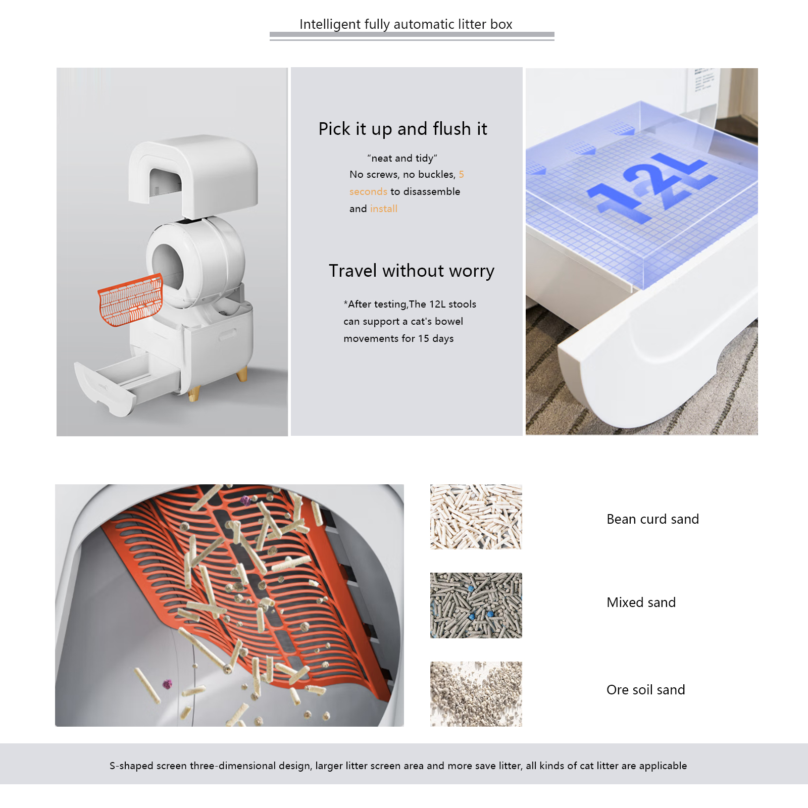 Smart Sift Cat Litter Box White 1-8kg Capacity Self-Cleaning and Smart Design