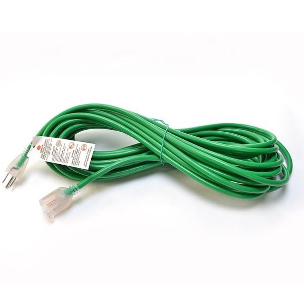 15FT Green Outdoor Extension Cord with 3 Prong Grounded Plug and 3 Electrical