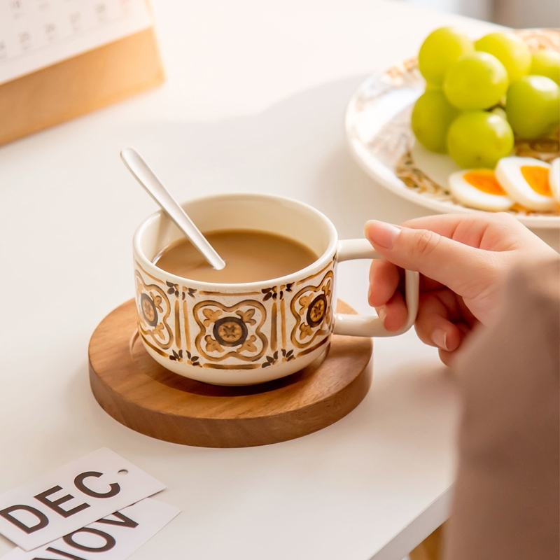 Porcelain Cup And Saucer Set Ceramic Tea Cup Set With Flower Design For Ramadan 2024