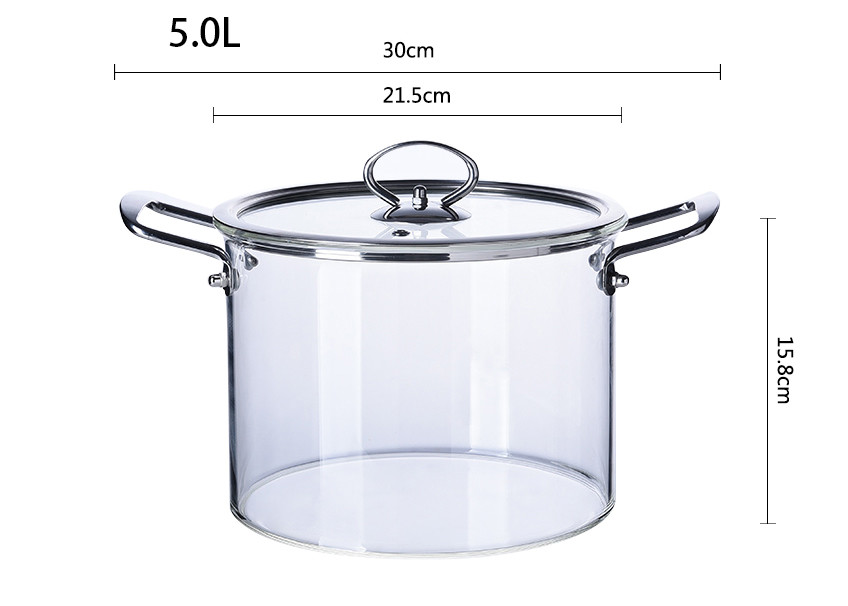 Clear Double Ear Borosilicate Pyrex Glass Cooking Pots