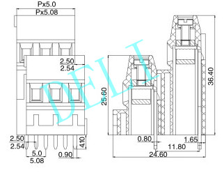 Double Row Terminal Block PCB Connector 300V/10A DL128AA--XX-5.0/5.08mm Durable