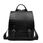 Genuine Leather Backpacks Cowhide School Bags for Women Fahion Alligator Pattern