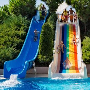 China Customization Water Park Pool Slide Red Yellow Blue For Private Property wholesale